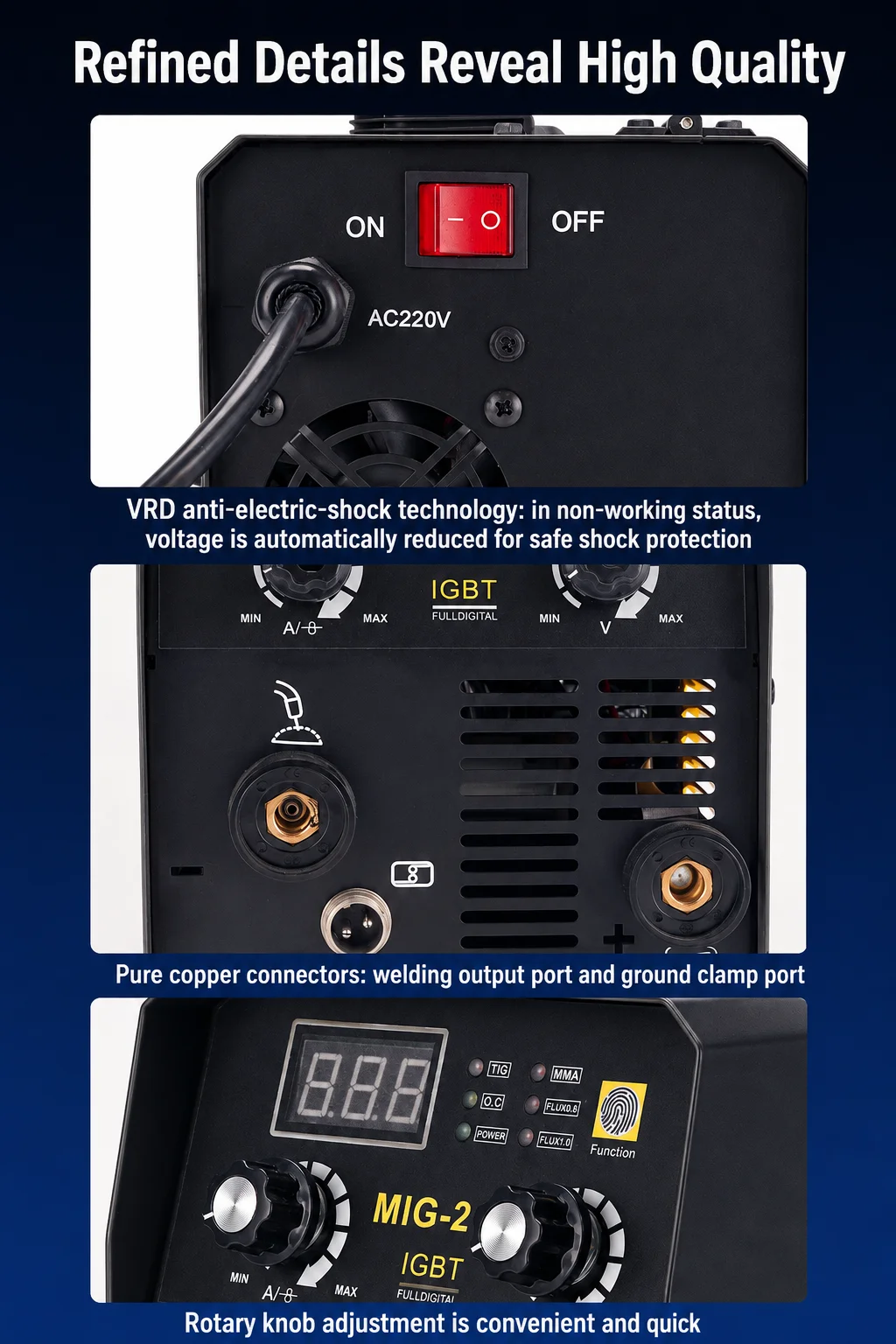 2 in 1 MIG MMA Welder 220V IGBT Inverter Welding Multipurpose Machine Gas Gasless Flux Core 20-120A DIY Tools Built-in Wire Feed view 6