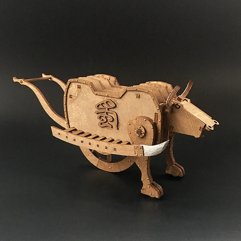 Wooden Bi-Nu-Lou-Ma ancient battle chariot model for children - a stress-relieving toy gift made of wood
