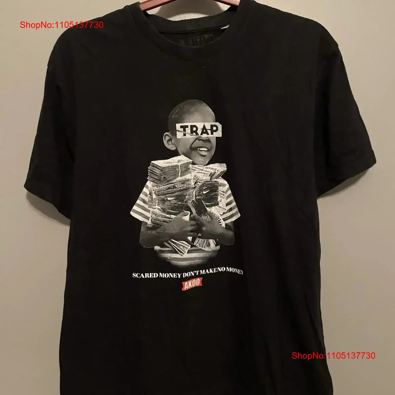 AKOO Trap HIP HOP Y2K Style T Shirt Size XL Black  E465 vintage Washed homme graphic streetwear fashion Comfortable Breathable