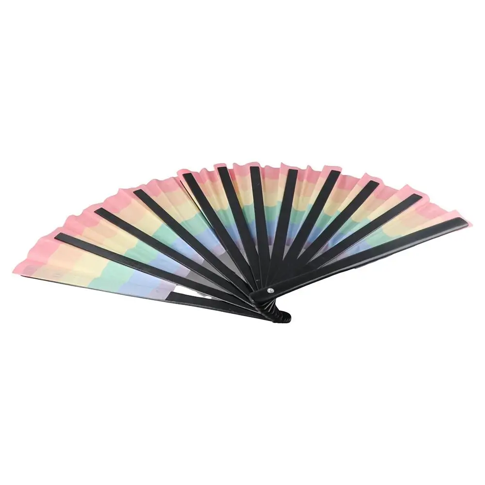 Colorful Fashion Gift Cloth Bamboo Wood Large Summer Supplies Festival Decor Folding Hand Fan Dancing Fan