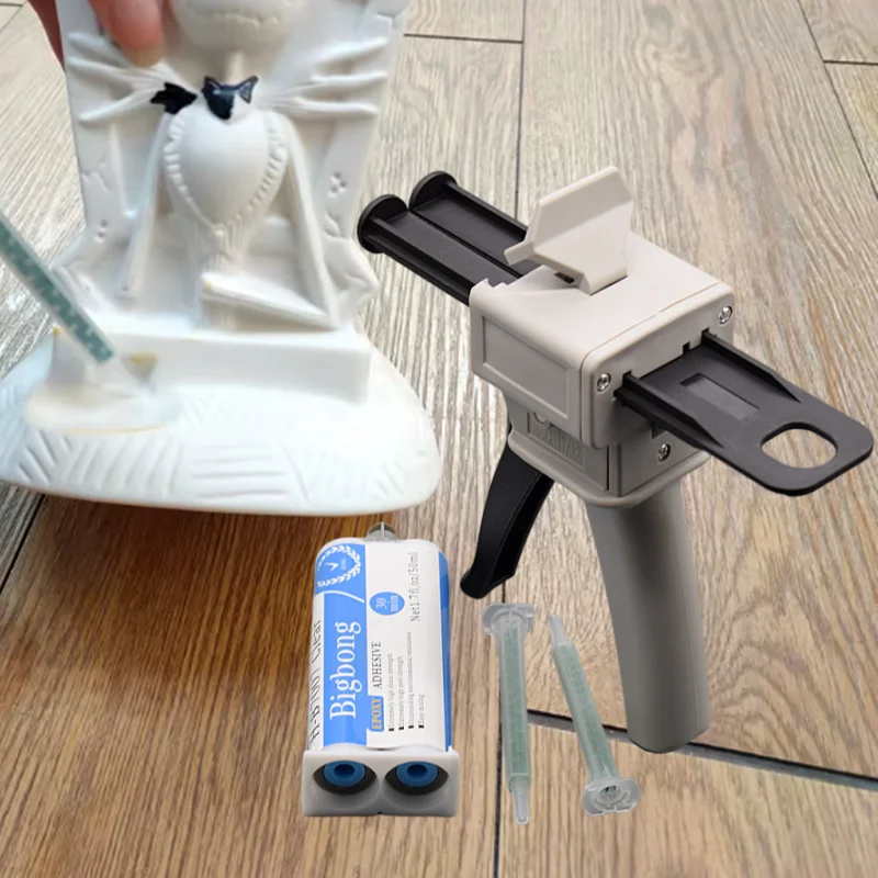 2 Stück Mischdüsen & Klarer Epoxidharz 1:1 Strukturkleber 50ml AB-Kleber & 50ml 1:1 Dosierklebstoffpistole Manuelle Fugenpistolen Werkzeuge – Detail 2