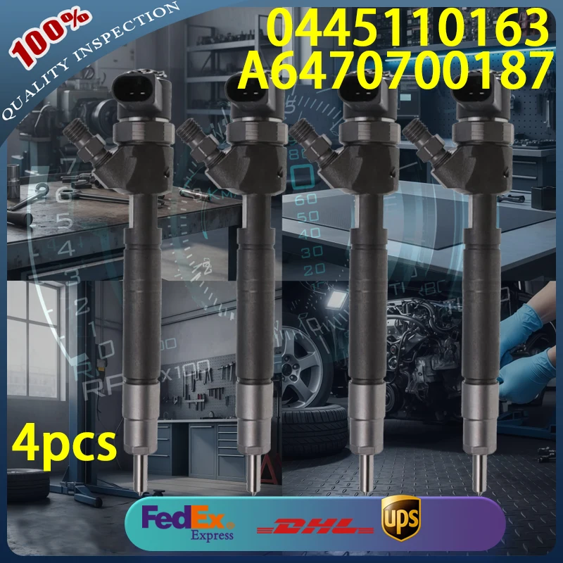 

0445110163 Common Rail Diesel Injector A6470700187 for Mercedes-Benz Dodge Sprinter OM647 2.7 2003-2006 Diesel Engine 4pcs