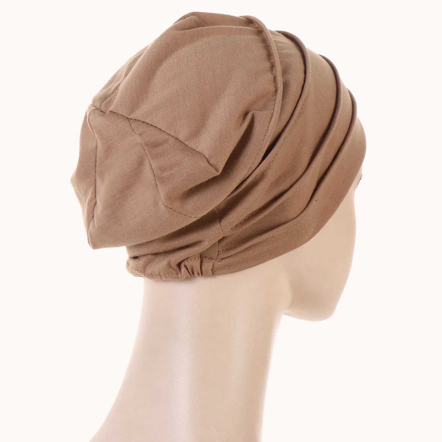 Muslim Fashion Turban Hat Solid Color Bonnet Elastic Hijabs Soft Comfortable Head Scarf Headwraps for Women Cap Elegant