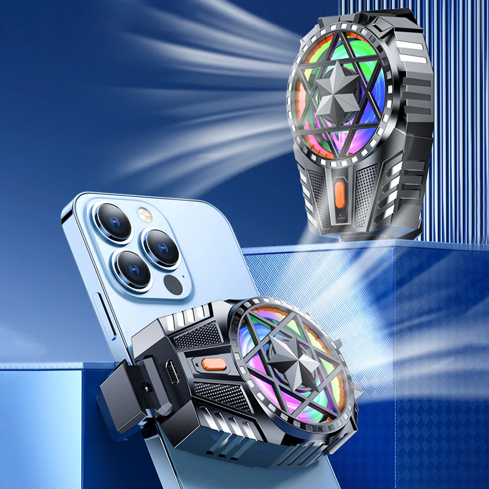 Mobile Phone Radiator with RGB Light Phone Gaming Radiator 3 Speed Adjustable Back-Clip Fan Radiator for Phone Tablet Phablet