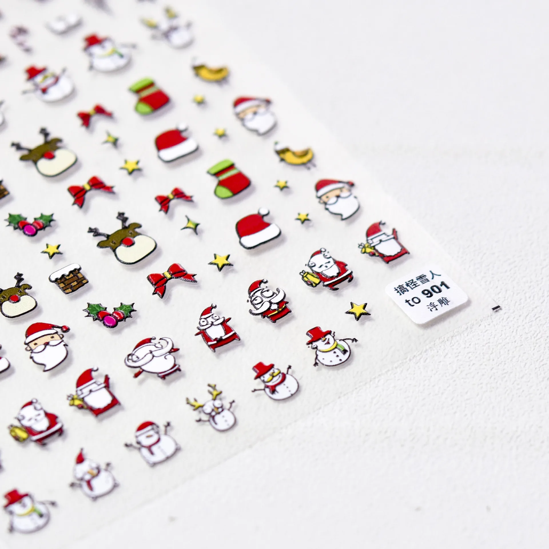 1 peça 5d em relevo bonito etiqueta da arte do prego de alta qualidade adesivo de unhas de natal simples árvore de natal papai noel etiqueta da arte do prego