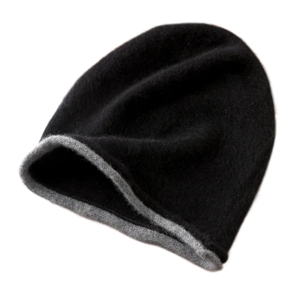 

Casual Soft Winter Hat Curly Brim Thickened Knitted Hat Windproof Warm Lining Beanies Men Women