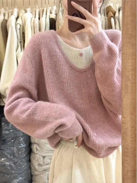 Lose Lange Sve een Gestrickte Pullover Koreanische Sle Zwei-Stück Bequeme Herbst Winter Neue Ankunft frauen Faion Top
