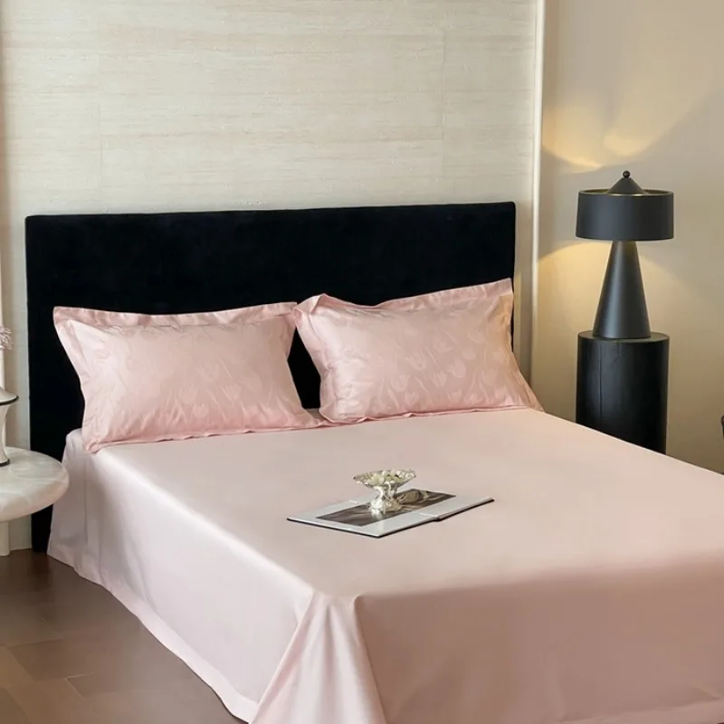 New solid color yarn-dyed Xinjiang long-staple cotton satin four-season universal single bed sheet, without pillowcase