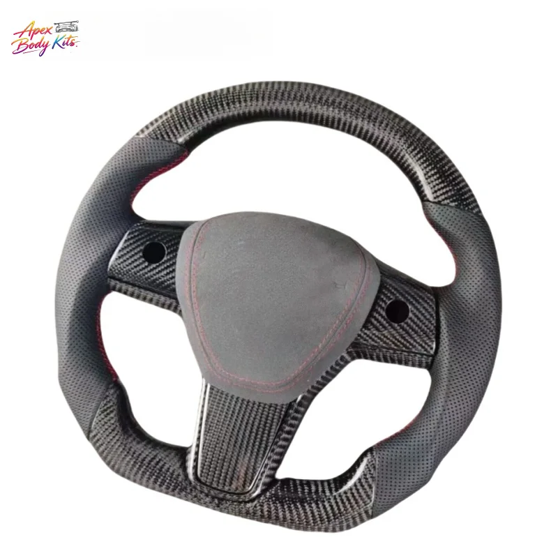 For Tesla 3 Model Y Flat Bottomed Sports Speed Light Carbon Fiber Steering Wheel Modification Customization Without Airbag