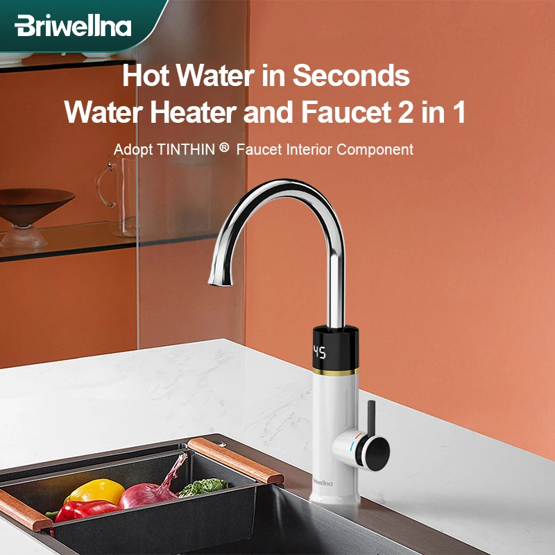 

Briwellna Instant Hot Water Faucet 220V Electric Water Heater Faucet 2 in 1 With Digital Display Heating Tap Flowing Geyser