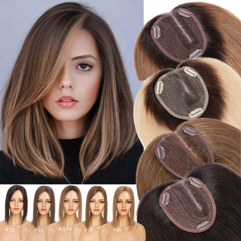 

Богатый выбор, заколки для волос, 100% настоящие человеческие волосы Remy, топпер с боковой частью, наращивание волос с эффектом омбре для женщин, 10x12 см