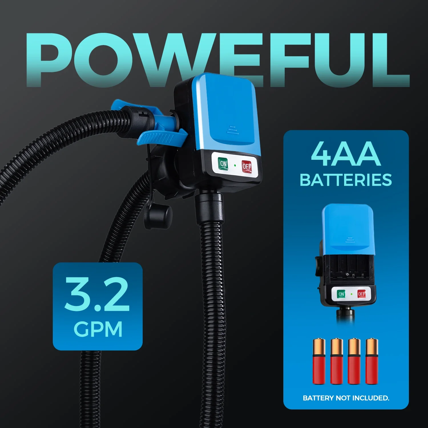 

Fuel Transfer Pump with Auto-stop Sensor and 4 Tank Adapter, 3.2GPM 51" Hose Battery-Powered Portable Liquid Pump for Gasoline &