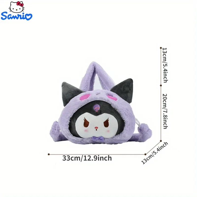 Sanrio Series Cute Fluffy Crossbody Bag Cute Girl Children Handbag Shoulder Bag Fashionable Kawaii Large Capacity Plush Bag Gift