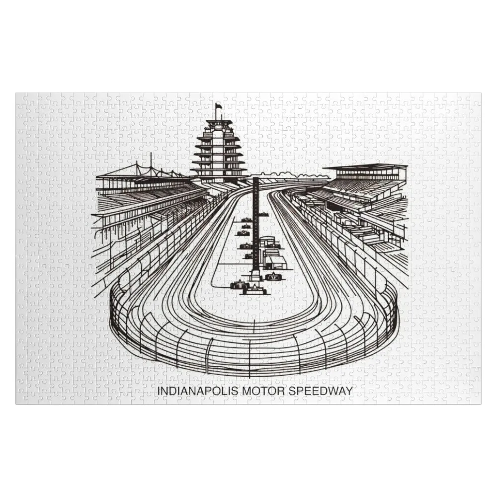 Indianapolis Motor Speedway, Fine Line Drawing Jigsaw Puzzle Wooden Name Personalized Gift Personalized Name Puzzle