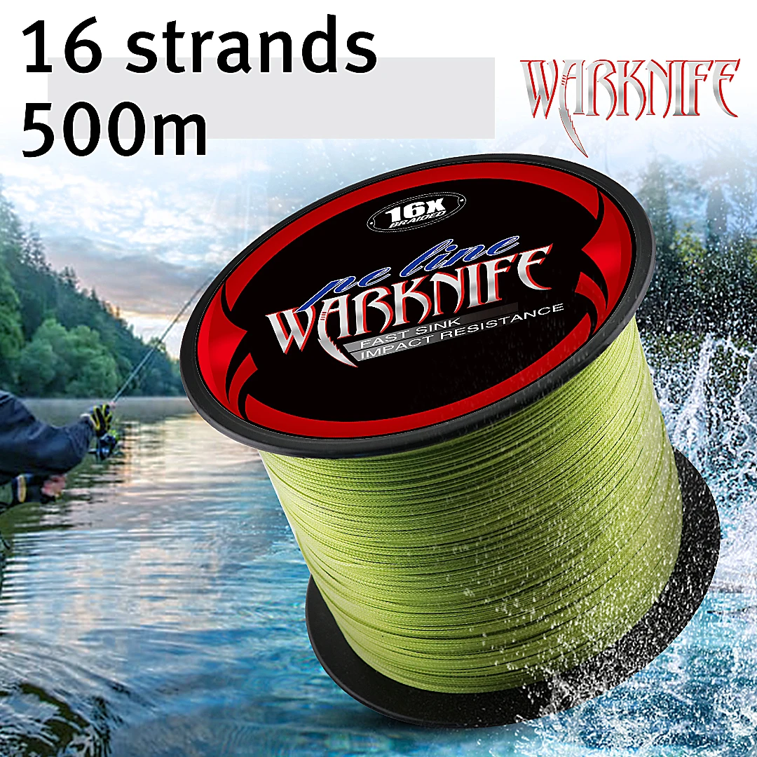 

Warknife 16 Strands PE Braid 500M Braided Fishing Line Super Power Japan Multifilament Saltwater/Freshwater Hollow Core