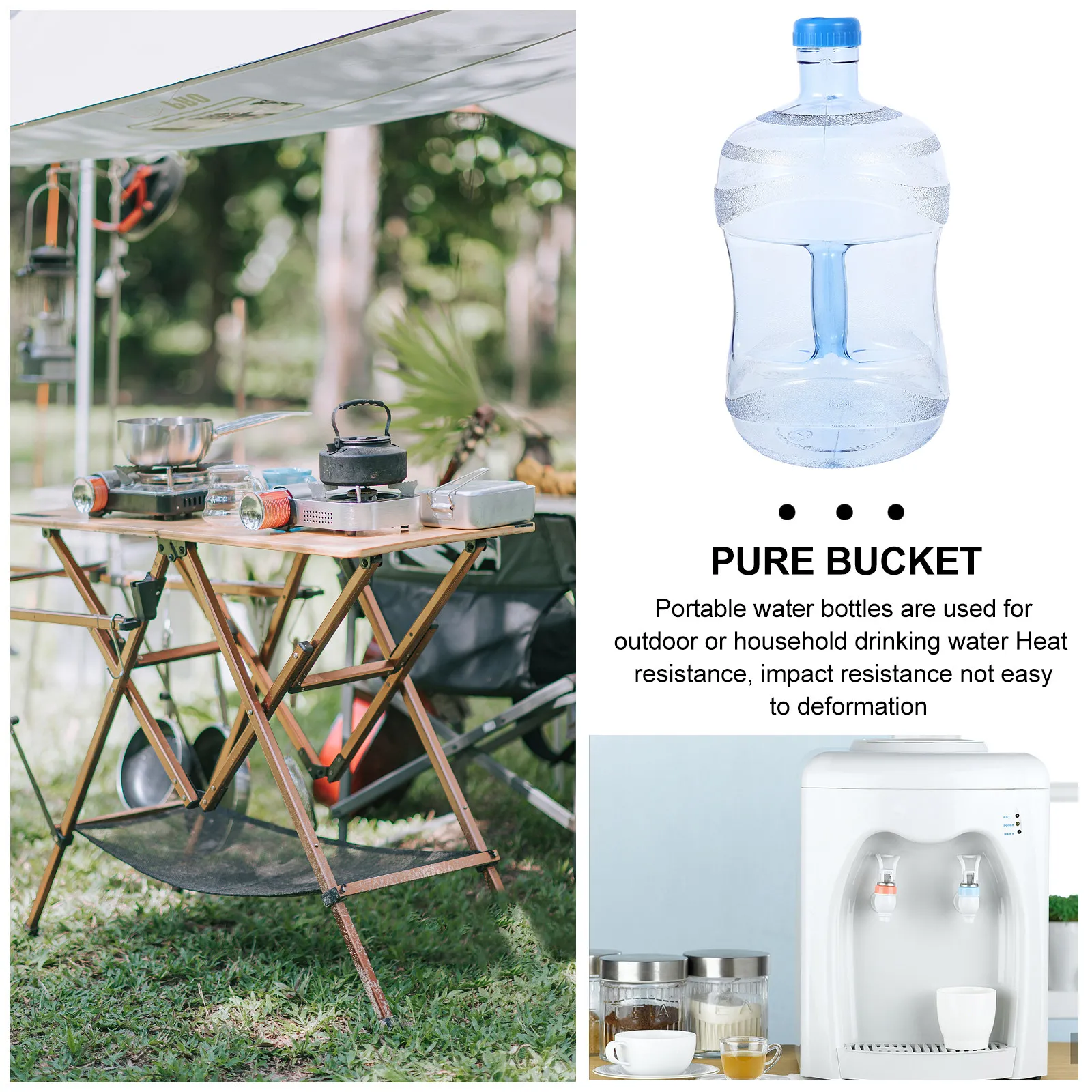 

Кувшин для чистой воды, толстостенный прозрачный контейнер для воды, портативная большая бутылка с ручкой и широким горлышком для кемпинга