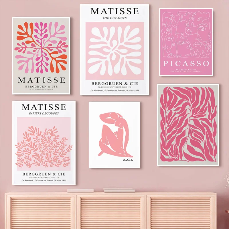 Pósteres e impresiones De arte De pared moderno De Henri Matisse, pintura en lienzo De color rosa salmón y rubor, imágenes De líneas abstractas para habitación y hogar
