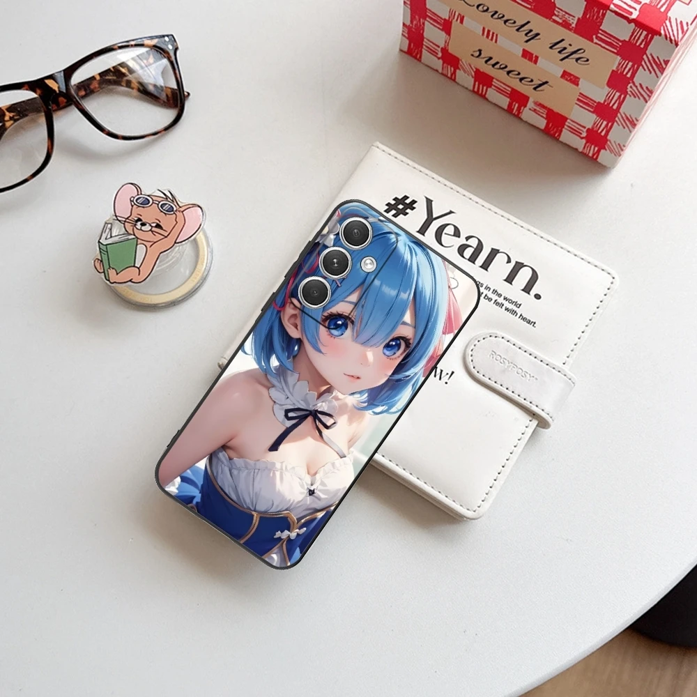 Funda de teléfono móvil Re Zero Rem Girl, carcasa negra para Samsung Galaxy S24, S23, S22, S21, S20, S10, S9 Plus FE Ultra Lite