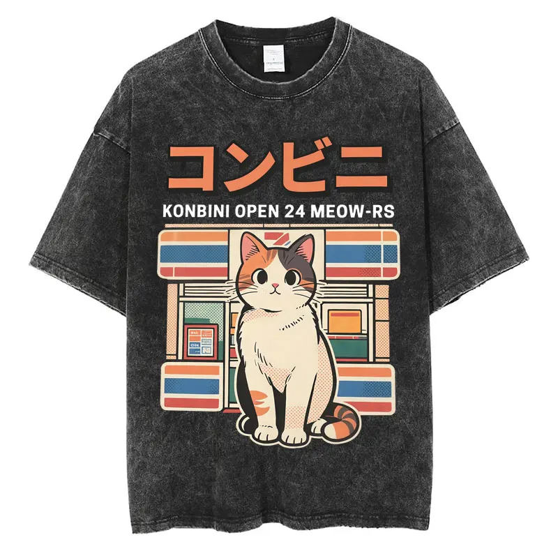 Japanese Style Hokkaido Wave Tokyo Wash T-shirts Men Women Harajuku Fashion Vintage T Shirts Oversized Cotton T Shirt Streetwear