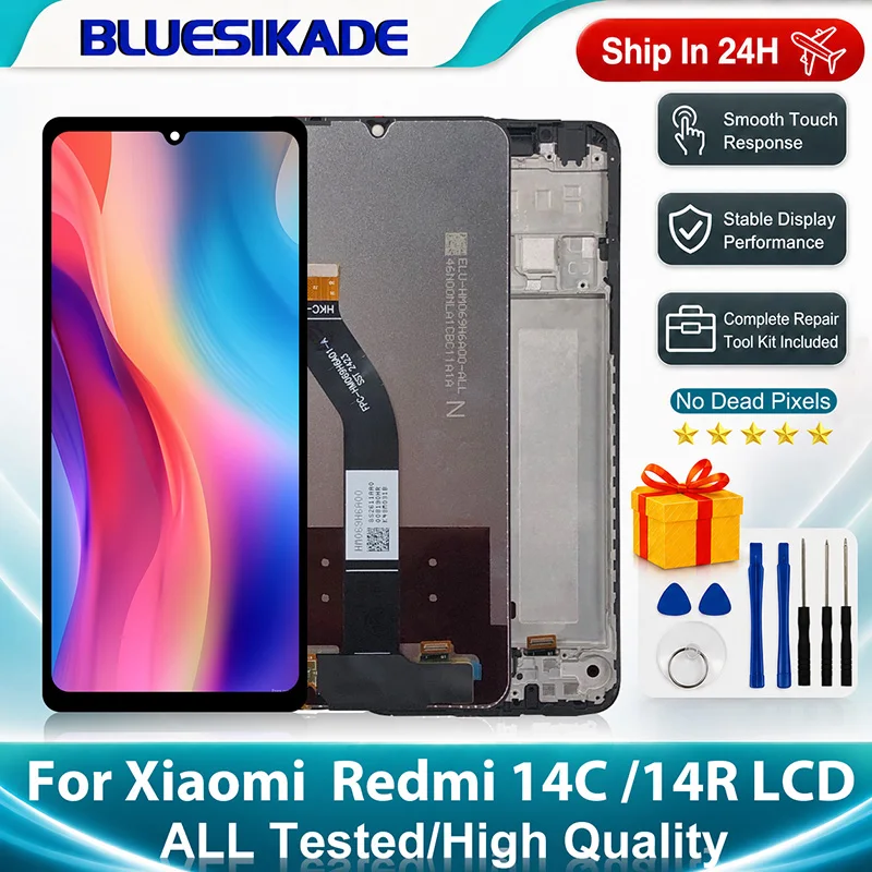 Tela LCD OEM de 6,88" para Xiaomi Redmi 14C, Display Touch Screen Digitizer 2411DRN47C 2409BRN2CA, Peças de Substituição para Redmi 14R