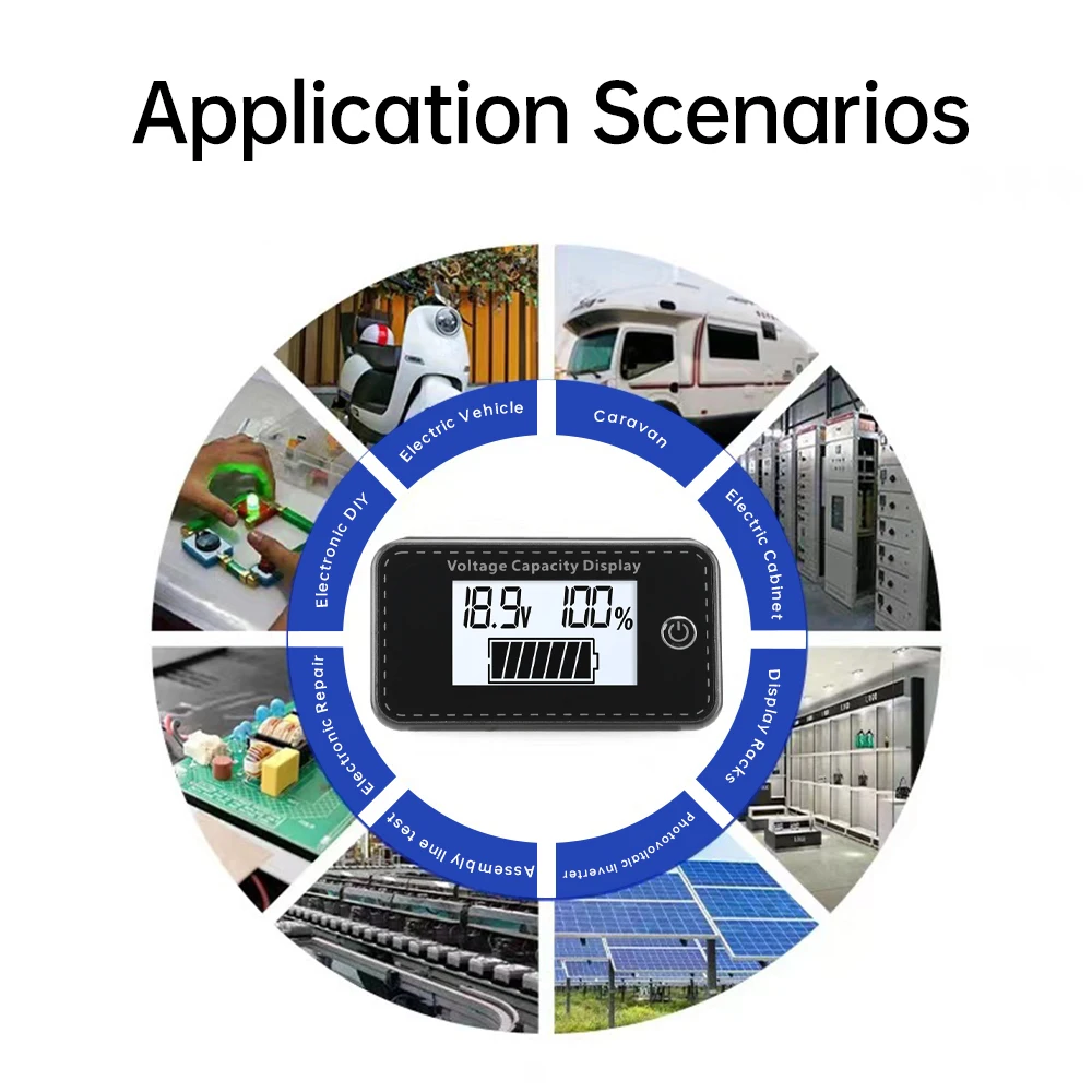 Dc 5-100V Batterij Capaciteit Indicator Lcd Digitale Elektriciteitsspanning Meter Lood-Zuur Lithium Batterij Tester Voor Auto Motorfiets