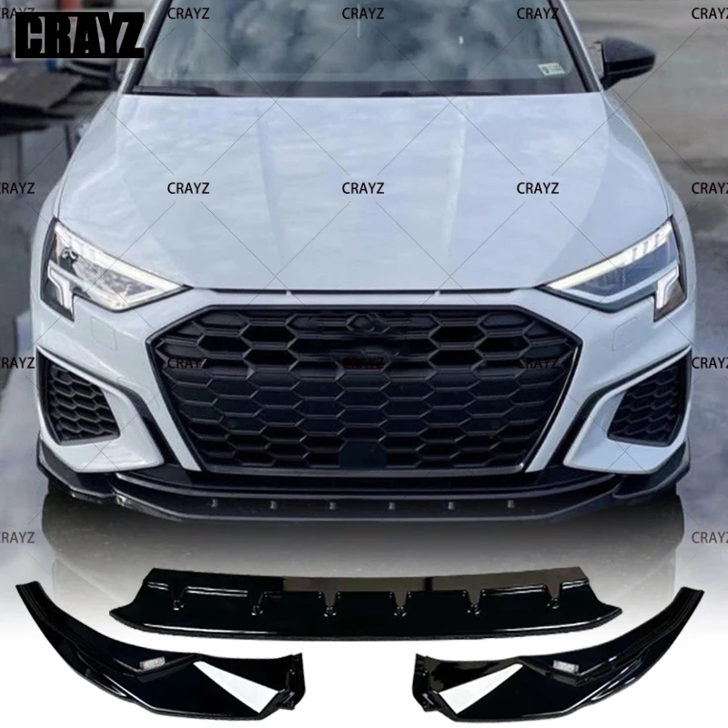 

Maxton Style Front Splitter For Audi S3 8Y/A3 S-Line 8Y 2020-2024 Gloss Black Front Bumper Lip Spoiler Body Kit Guard Tuning