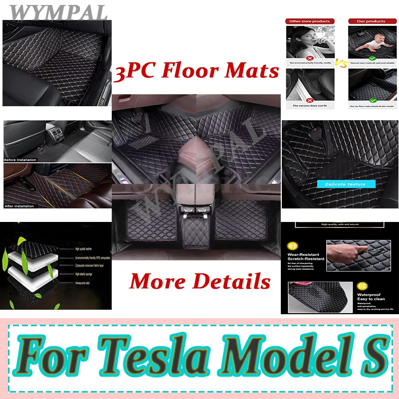 

Luxury Car Floor Mats For Tesla Model S 2015 2014 Carpets Waterproof Leather Custom Auto Styling Car Interior Covers Accessories