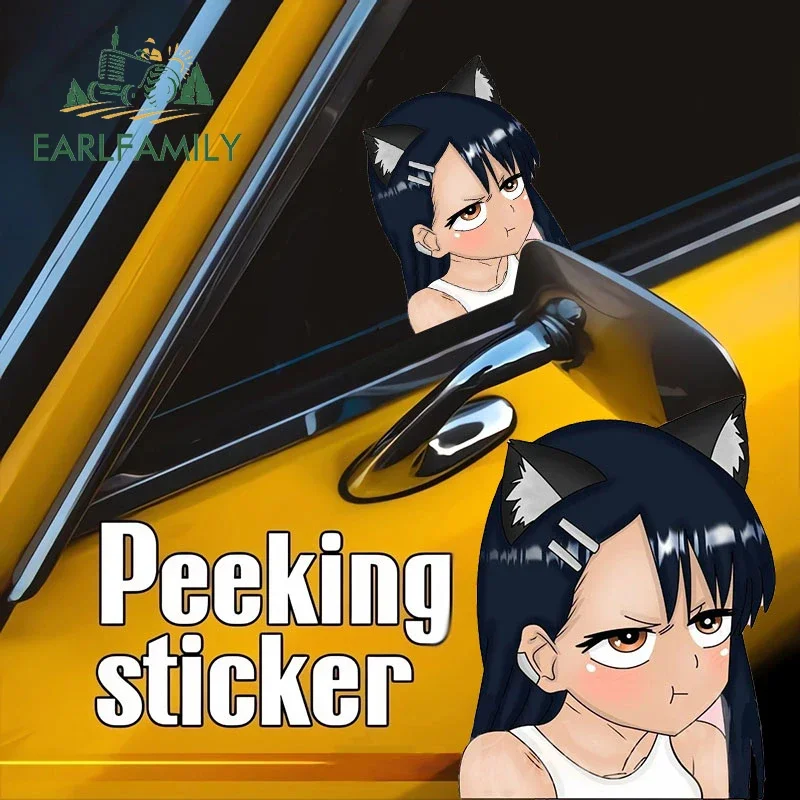 EARLFAMILY 13cm x 10.2cm for Anime Angry Peek Car Sticker Waterproof Laptop Decal Creative Windshield Vinyl Car Accessories