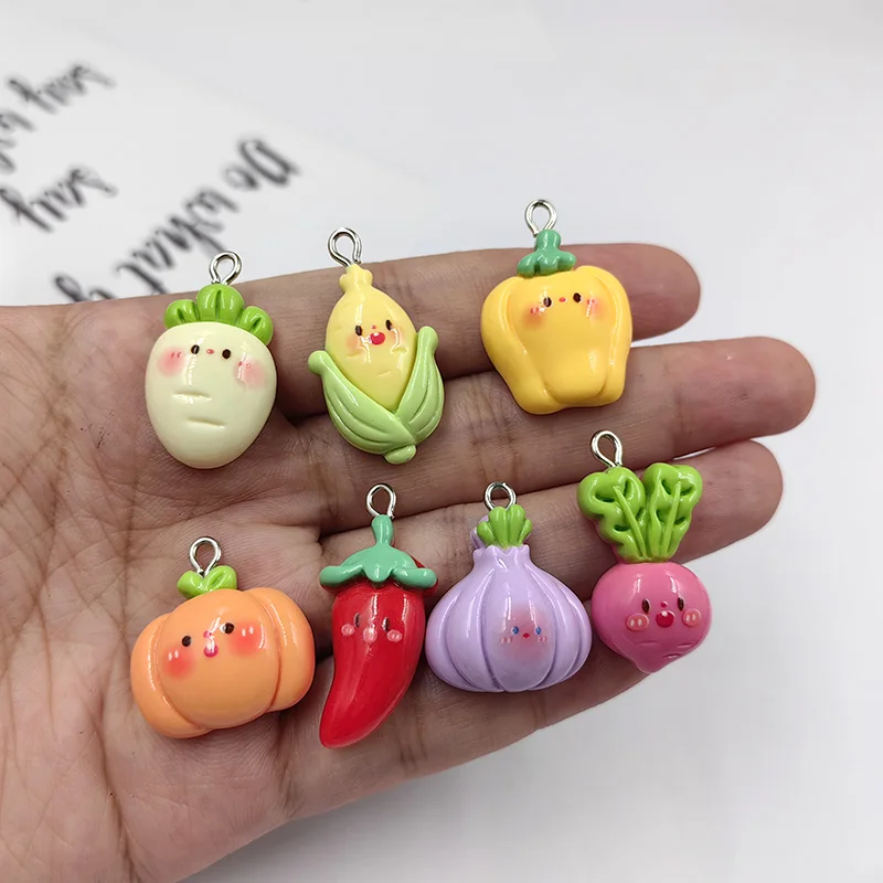 10pcs Cute Vegetablge Charms for Jewelry Making Lovely Onion Pepper Pumpkin Pendants Diy Earring Keychain Necklace Finding