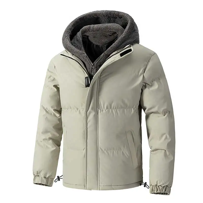 

M-8XL Fleece Parka Winter Men Plush Thick Hooded Parka Men Warm Windproof Bread Jacket Men Fake Two Largo Size Casual Coat Male