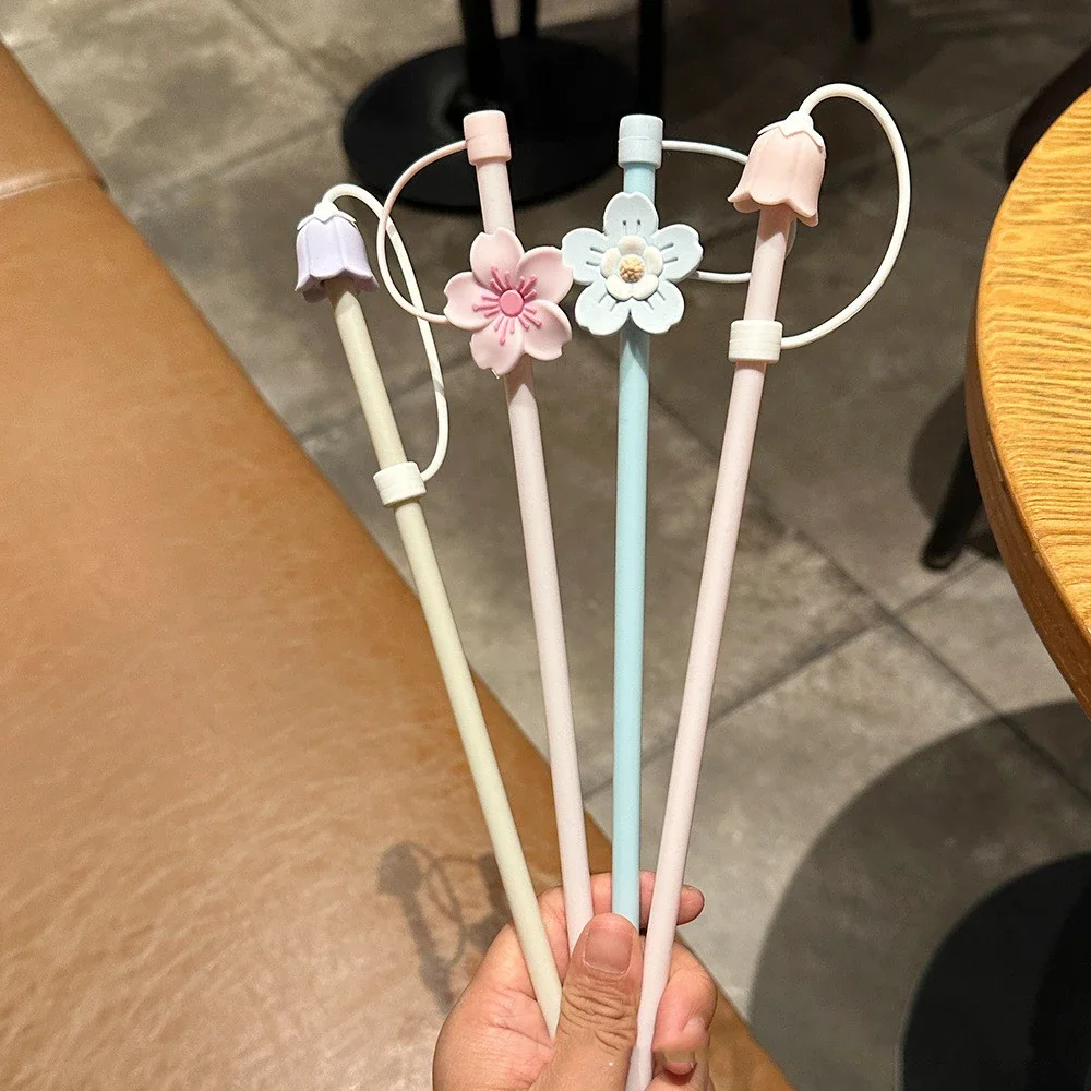 1 PC Silicone Straw Plug Reusable Drinking Cartoon Dust Cap Straw Tips Cover Cup Accessories for 6-8mm Straws  Christmas