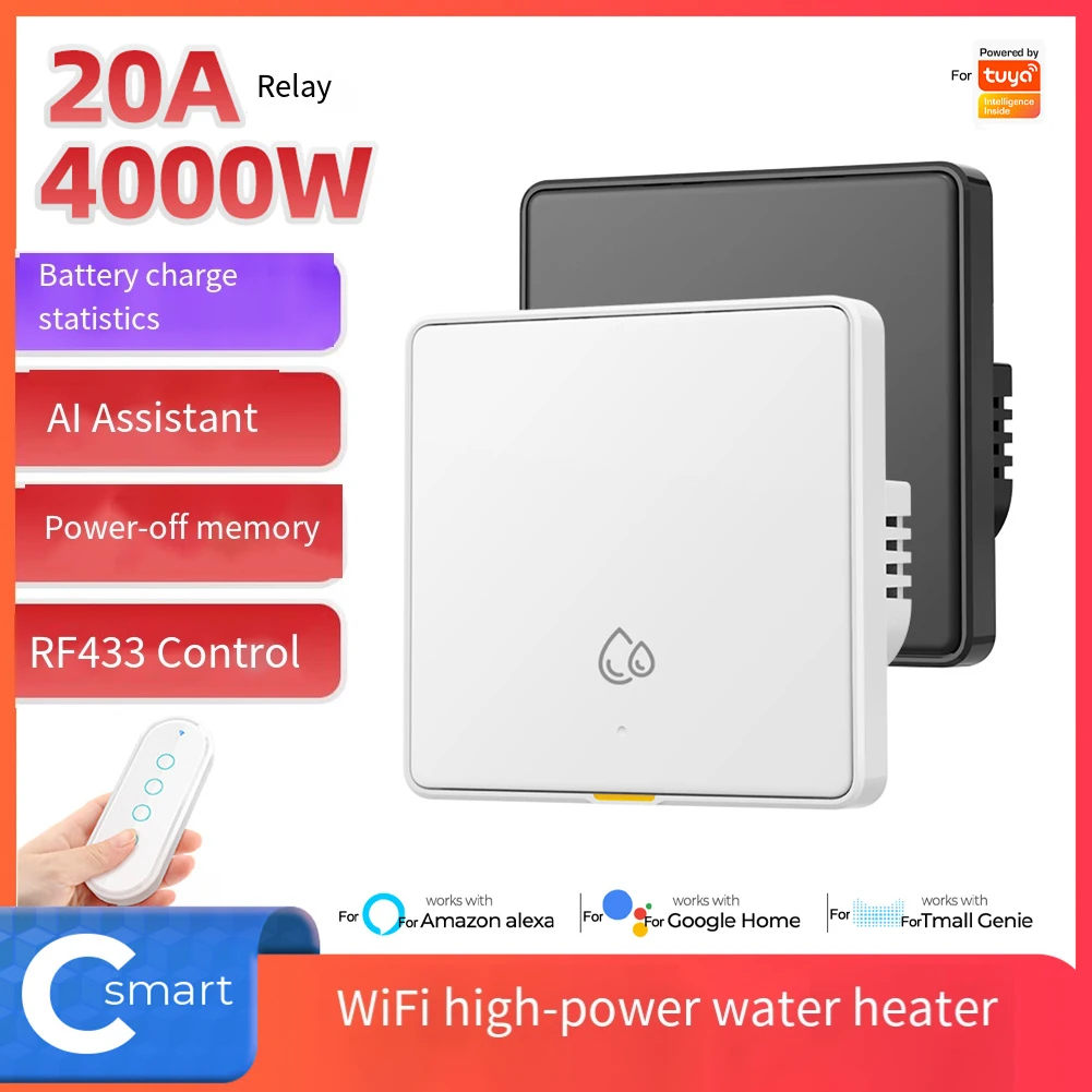 

Настенный выключатель с управлением через приложение, автоматический выключатель, переключатель мониторинга энергии, 4000 Вт, изолирующая плата цепи выключателя питания