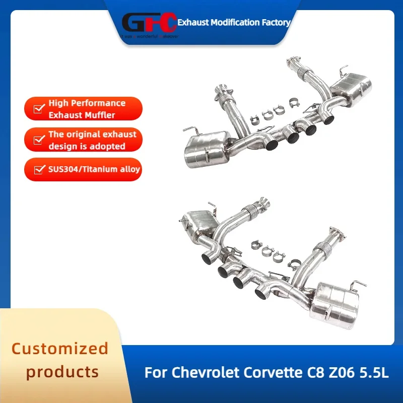 GFC Valvetronic Exhaust Pipe for Chevrolet Corvette C8 Z06 5.5L High-Performance Stainless steel Valve Exhaust Muffler System