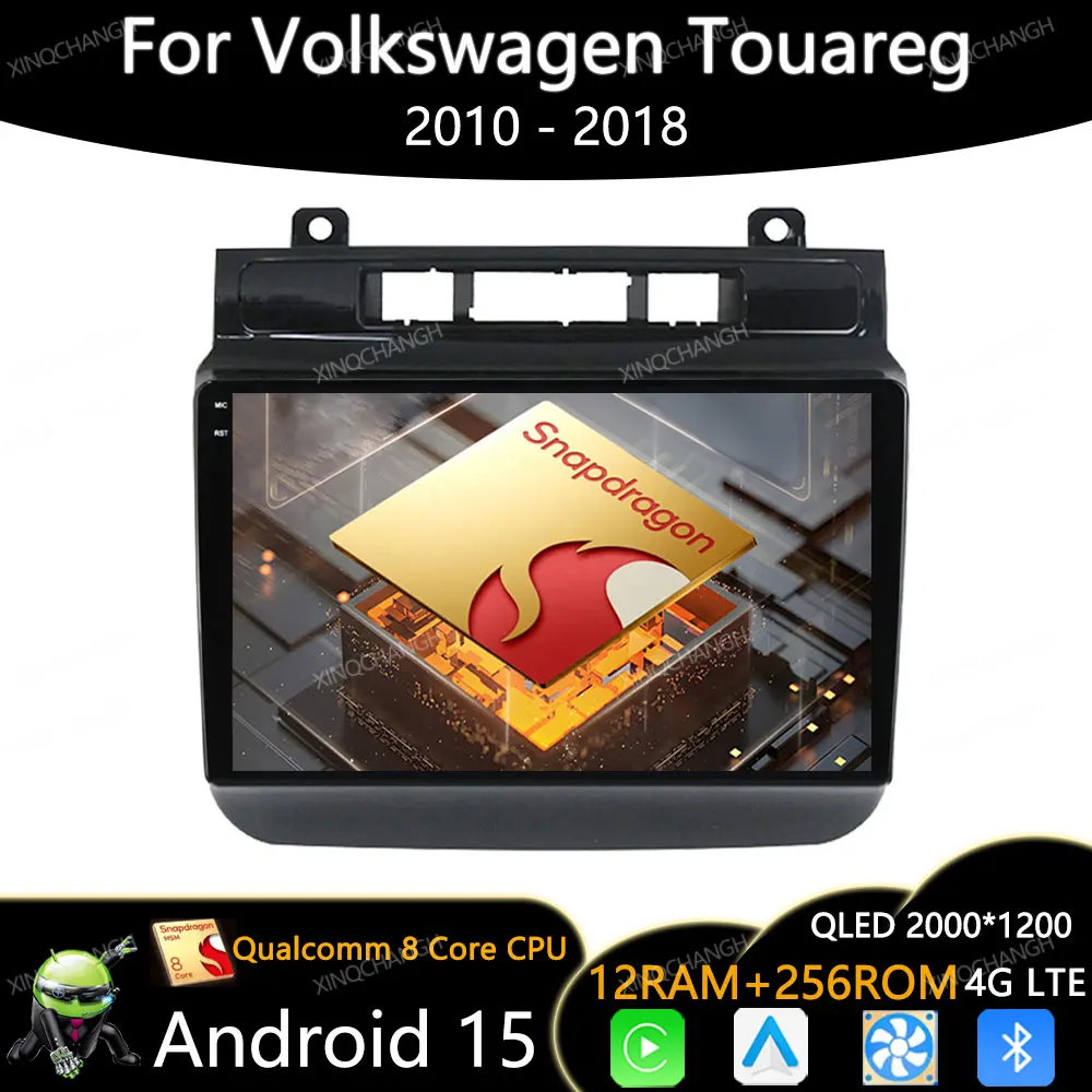 แอนดรอยด์ 15 รถวิทยุสำหรับโฟล์คสวาเก้น Touareg FL NF 2010 - 2018 หัวหน้ารถคาร์เพลย์อัตโนมัติมัลติมีเดียสเตอริโอเครื่องเล่นวิดีโอ QLED GPS BT