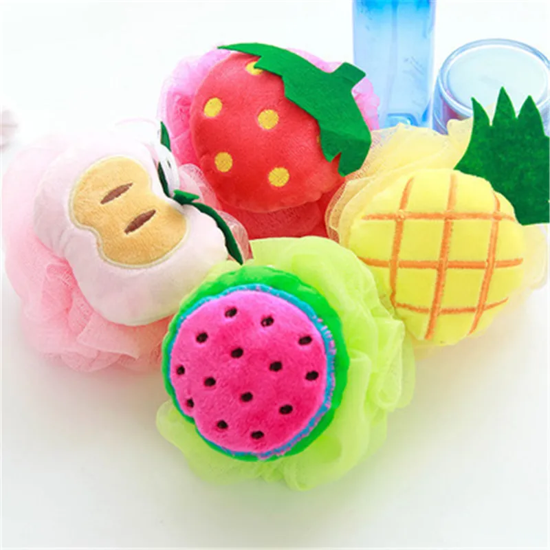 Baby Bath Brush Cartoon Cotton Soft Baby Bath Sponge Powder Puff Cute Children Infant Shower Product Rubbing Towel Balls