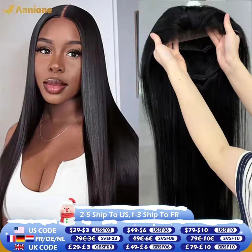 30 inch Glueless Wig Human Hair Ready To Wear 6X4 Brazilian Straight HD Lace Front Human Hair Wig 100% Human Hair Wigs Glueless