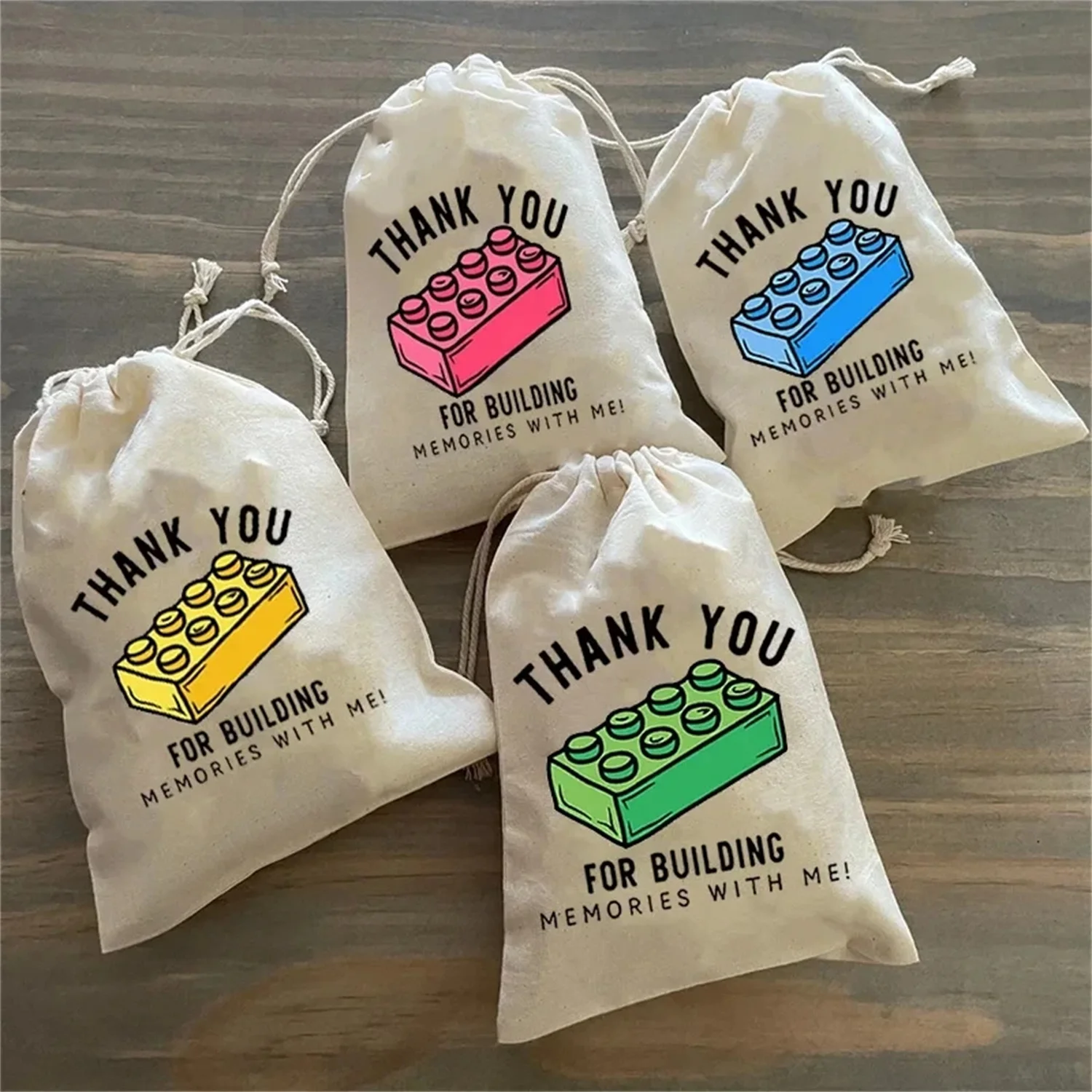 24 шт., сумки «Спасибо за здание воспоминания со мной», сумка на день рождения для мальчиков и девочек, кирпич или блоки, украшение для дня рождения, подарок