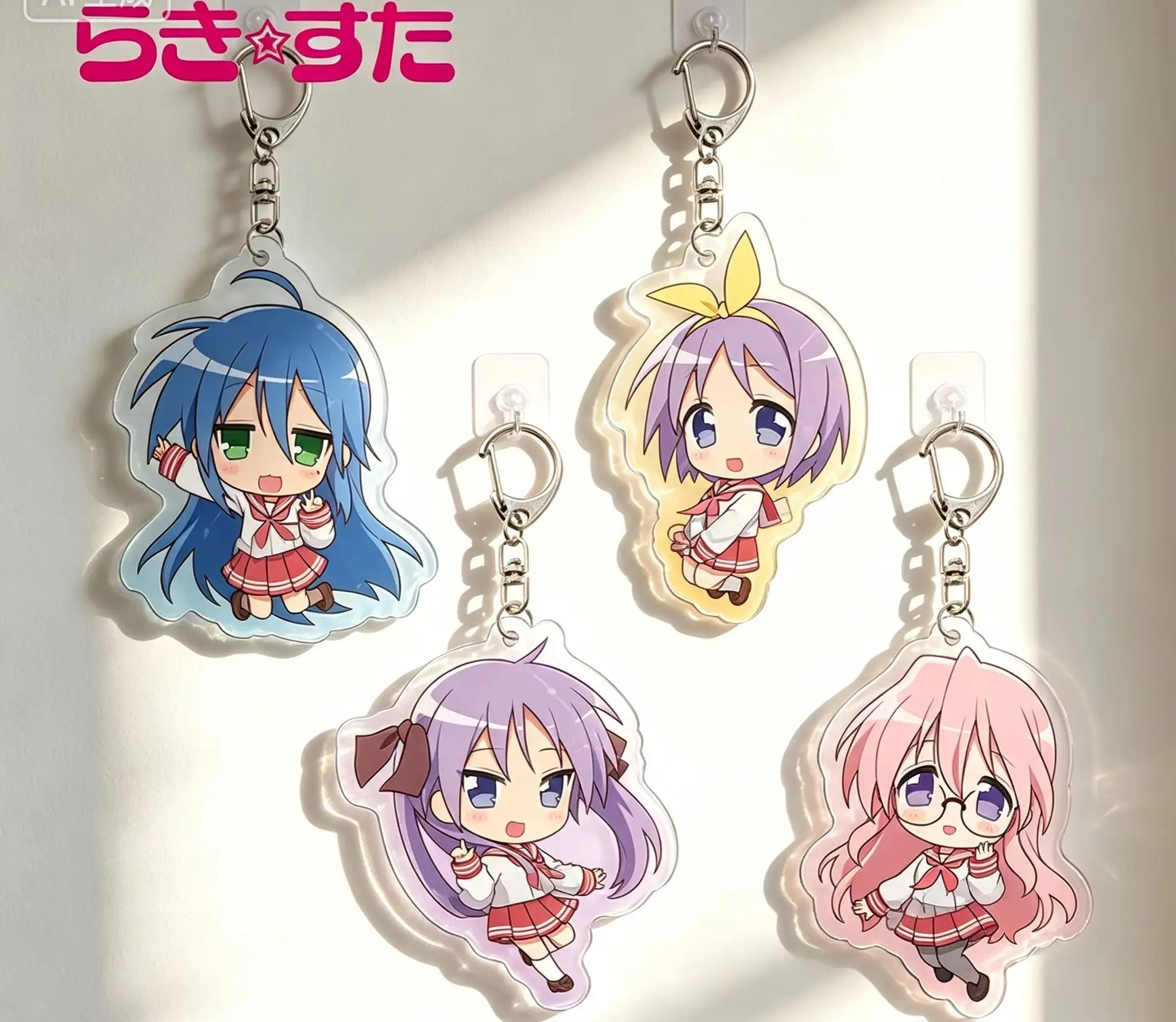 Llaveros de acrílico de Anime Lucky Star con Konata Izumi y Kagami Hiiragi Tsukasa Hiiragi, decoraciones para bolsos, regalos para fans