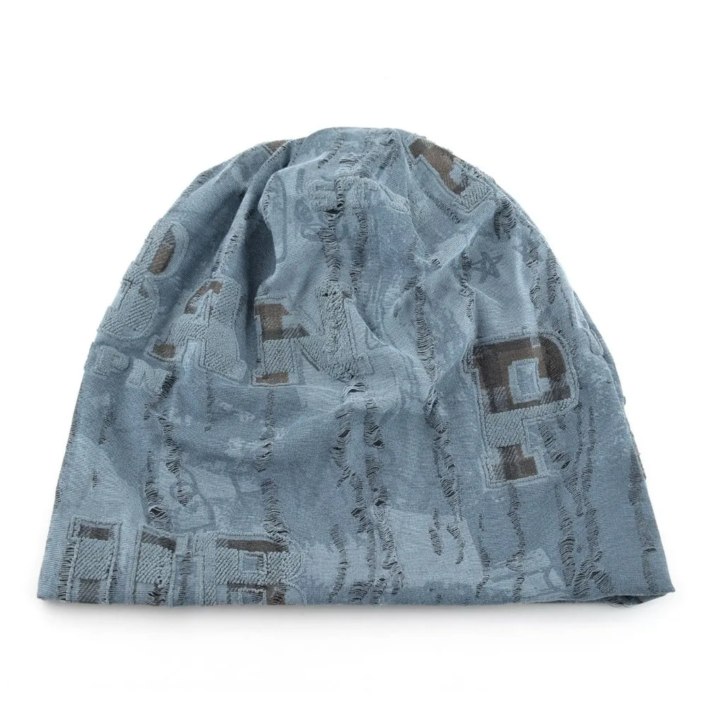 Unisex Warme Distressed Cracked Mütze Atmungsaktive Weiche Wintermütze Dünne Leichte Mütze mit Buchstabendruck für Outdoor – Detail 7