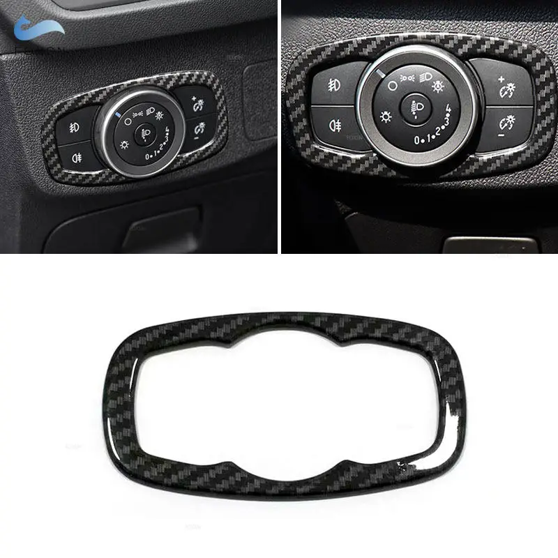 

Car Head Light Switch Button Frame Trim For Ford Focus 4 MK4 2019 2020 2021 2022 2023 ABS Carbon Fiber Texture Accessories