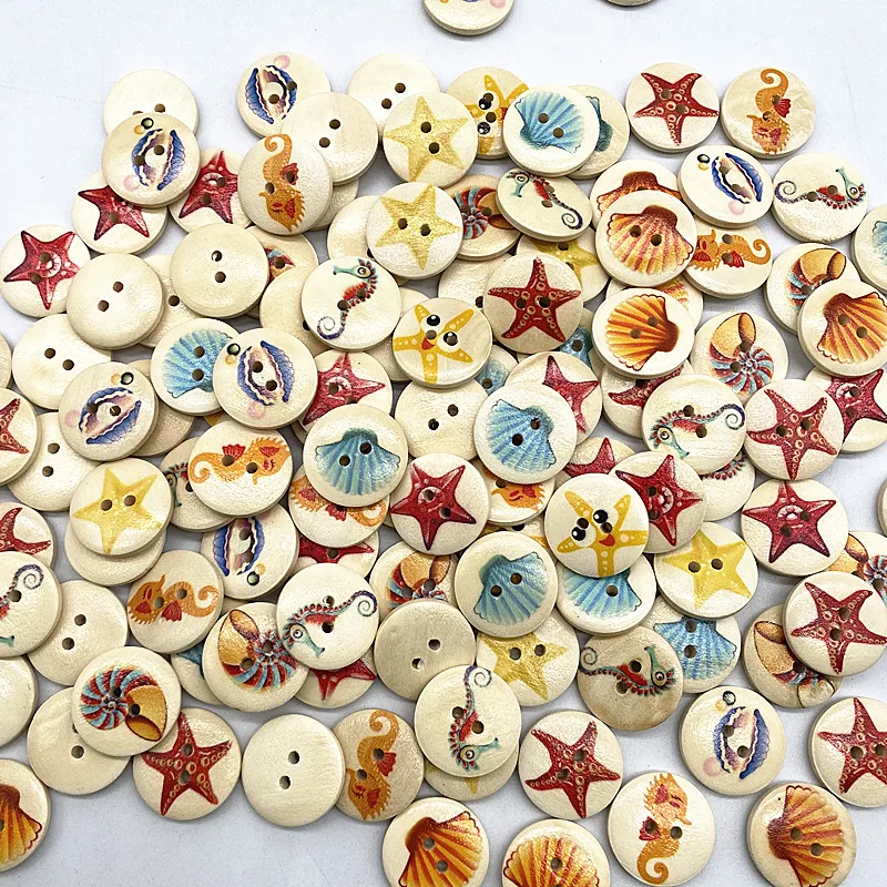 جديد 20 قطعة 20 مللي متر مجموعة متنوعة من أزرار خشبية دائرية الكرتون يبتسم الوجه أزرار للزينة الزفاف الخياطة اكسسوارات #6