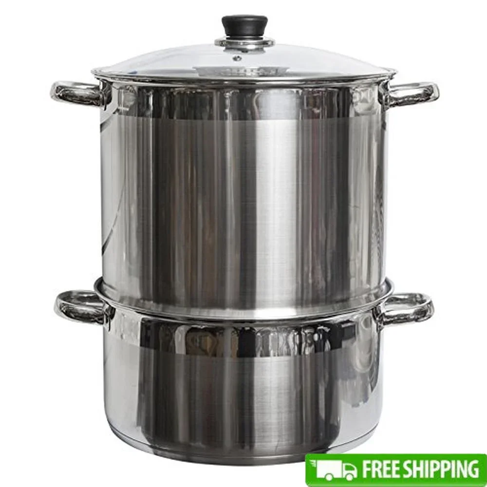 5 Tier Stainless Steel Steamer Cooker Dumplings Manti Fish Meat Veggies Induction Gas Electric Dishwasher Safe 12 In Lid