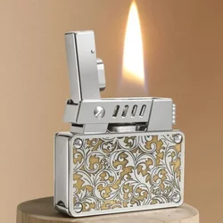 New Retro One-click Ejection Ignition Kerosene Lighter Creative Engraving Double-sided Tangcao Personalized Men's Gift