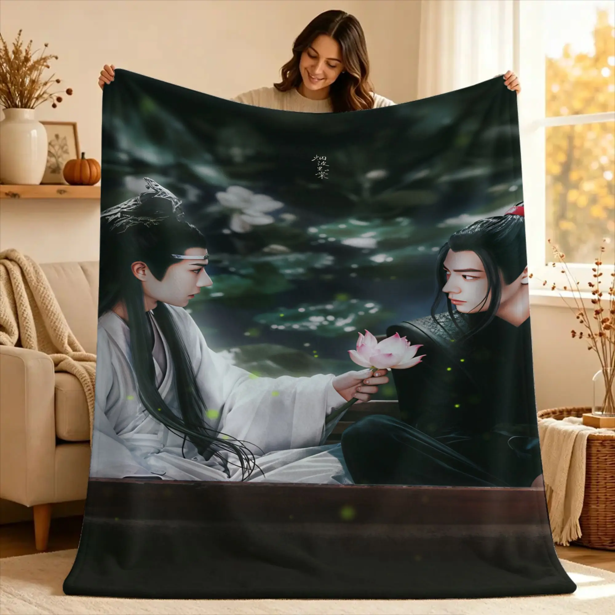 The Untamed Wang Yibo Wei Wuxian  Blanket  Picnic Flannel Bedding Throws For Couch Bed Super Soft Design Quality Bedspread