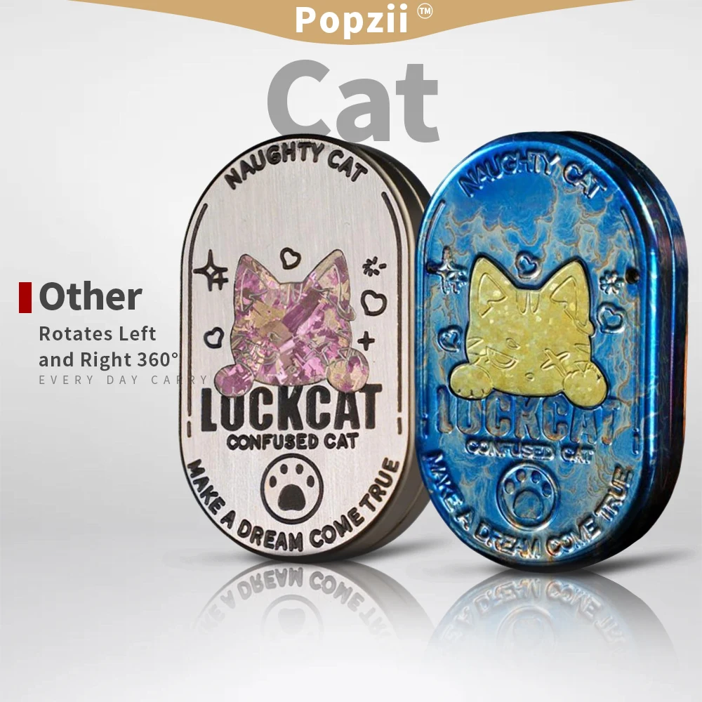 Cat EDC Storm Titanium Rotates Left and Right 360° Mechanical Multi Orbit Push Slider Fidgeting toys Antistress Anxiety Toys