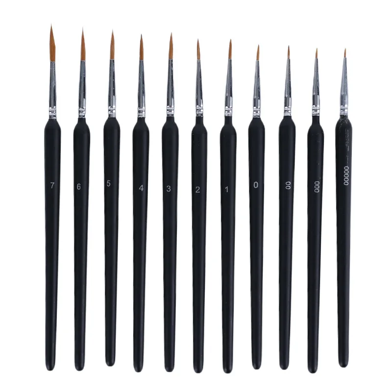 11Pcs Hook Edge Oil Painting Brushes Set, Fine Detail Drawing Pens for Oil & Acrylic, Art Tools for Artists & Beginners