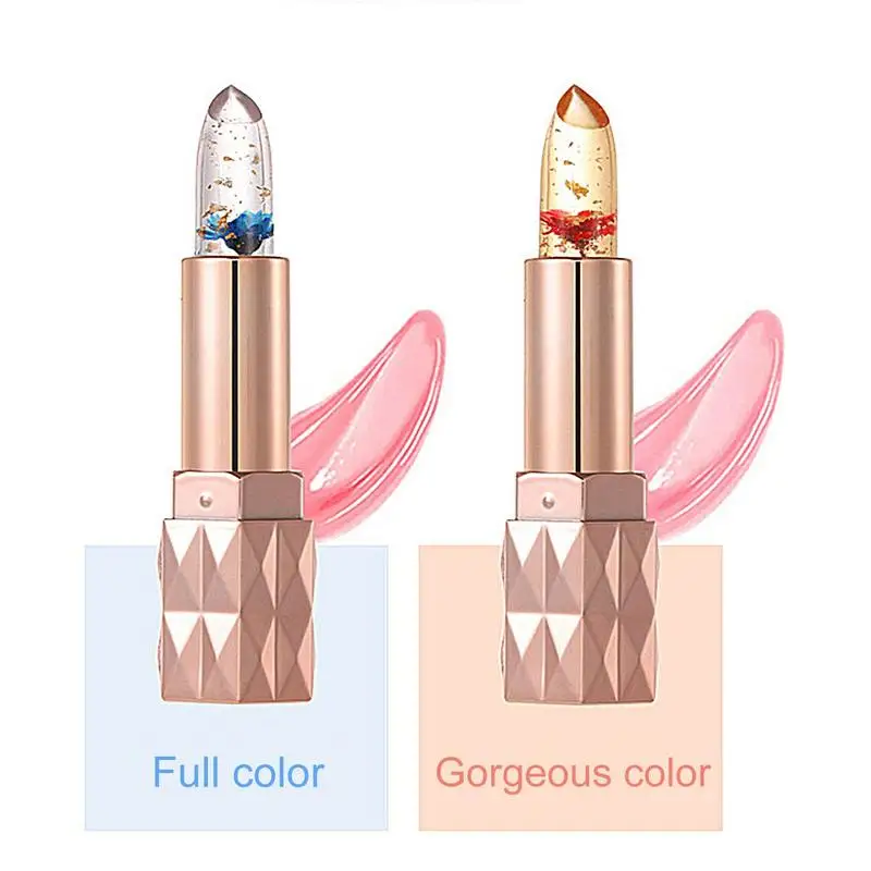 NEW trasparente Flower Jelly Color change Lipstick Waterproof Moisturizing Color-change Lasting Flower Lipstick