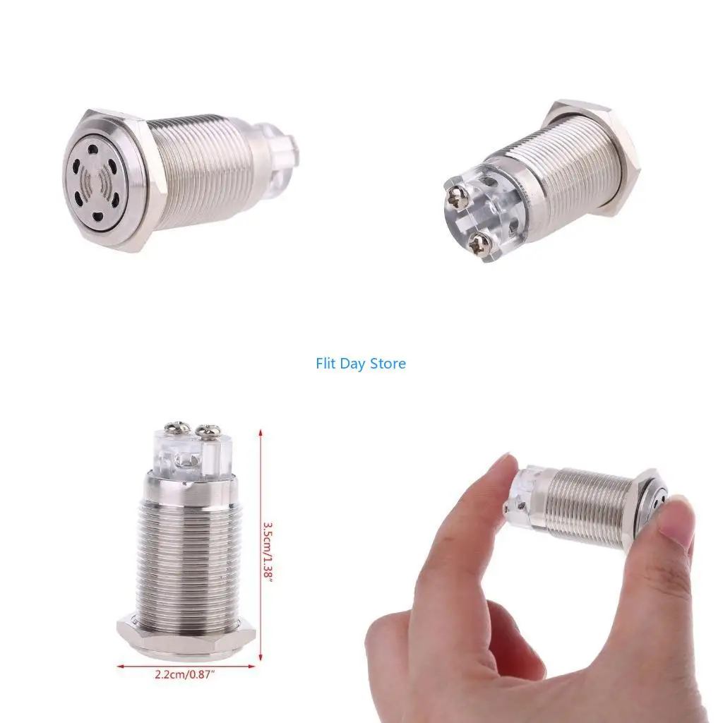 F92C 12V Piezo Buzzer Alarm Emergency Sound Stainless Steel Easy to Use