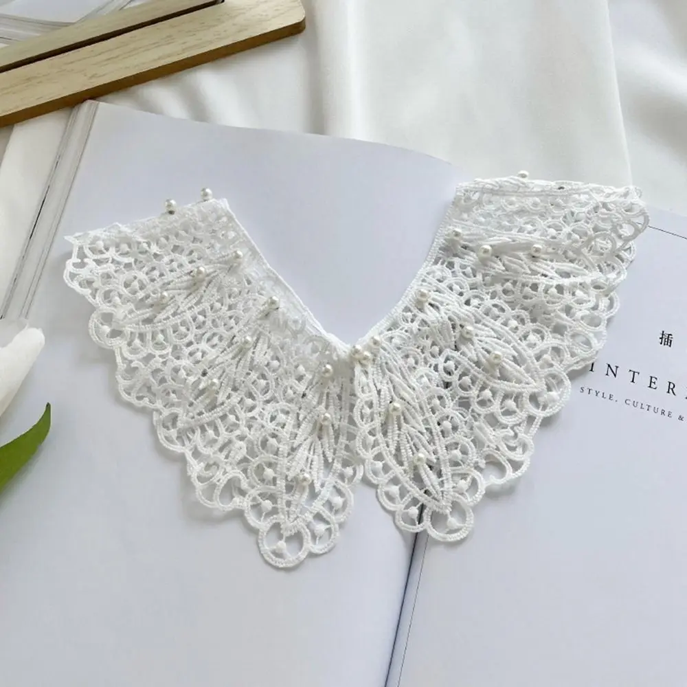 Collar Lace Fake Collar Dress Decorative Shoulder Pearl Decoration Shirt Collar Clothes Accessories Detachable Shawl Women/Girls