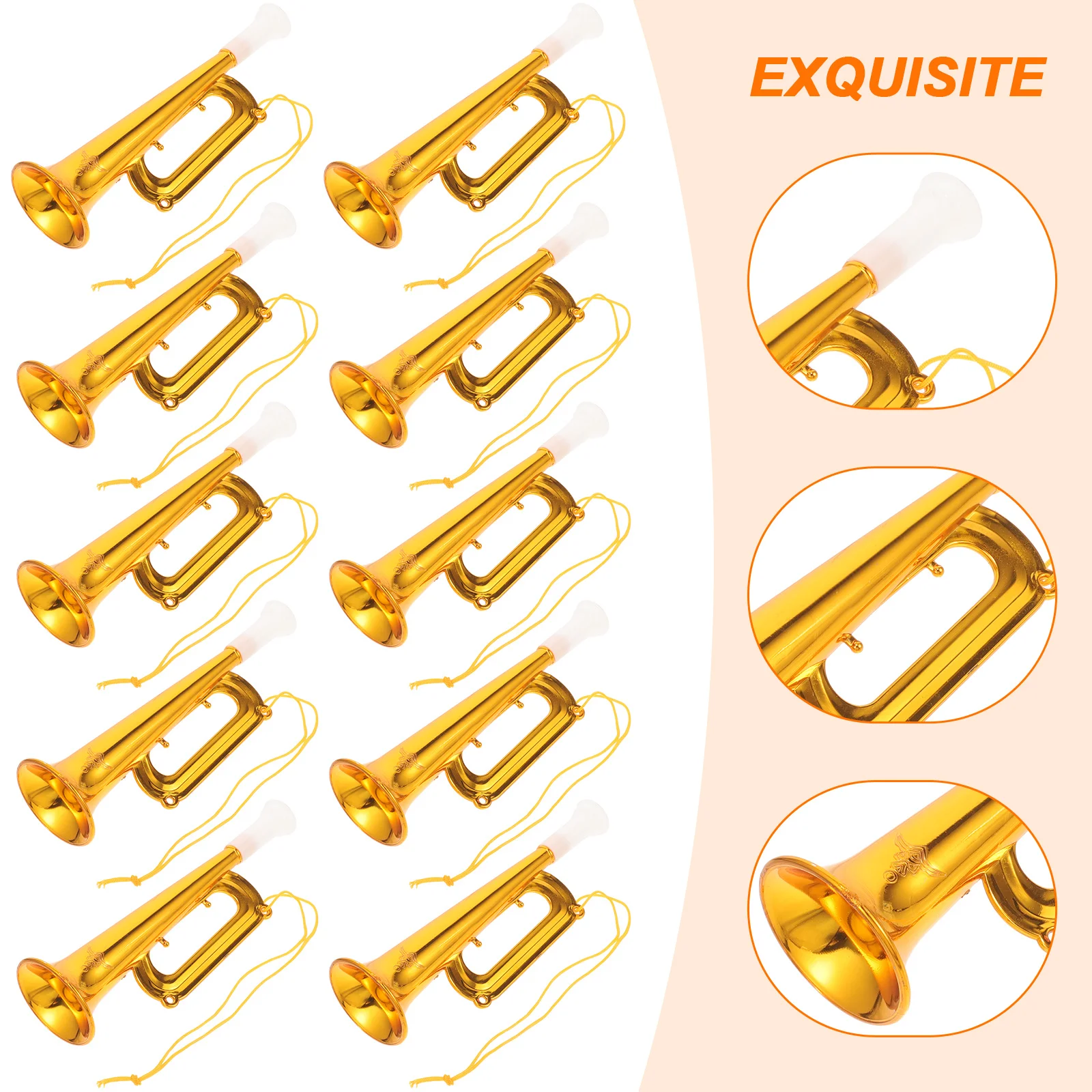 Trompeta de animación ABS Premium para niños, instrumentos musicales, accesorios de escenario, suministros para fiesta de Navidad, modelo de trompeta, 10 Uds.